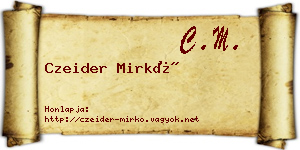 Czeider Mirkó névjegykártya
